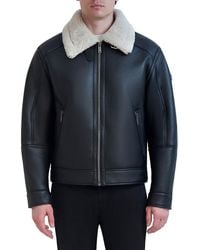 Karl Lagerfeld - Faux Shearling-Trim Aviator Jacket - Lyst