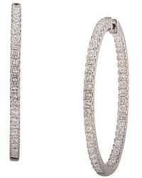 Saks Fifth Avenue - 14K & 2 Tcw Princess Diamond Hoop Earrings - Lyst