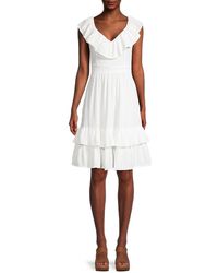 Calvin Klein Crinkle Ruffle Dress - White