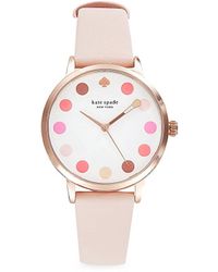 Kate Spade 34mm Stainless Steel & Leather Strap Watch - Pink