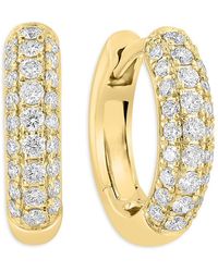 Effy - 14k Yellow Gold & 0.43 Tcw Pavé Diamond Huggie Hoop Earrings - Lyst