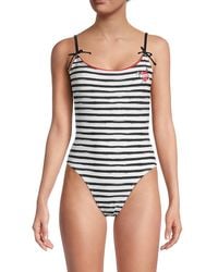 Karl Lagerfeld - Bow French Striped One-Piece Swimsuit - Lyst