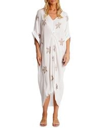 La Moda Clothing - Embroidered Starfish Front-Knot Kaftan - Lyst