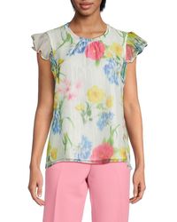 Karl Lagerfeld - Floral Ruffle-sleeve Blouse - Lyst