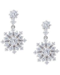 Adriana Orsini - Rhodium Plated & Cubic Zirconia Snowflake Drop Earrings - Lyst