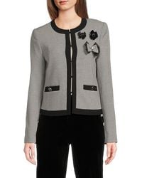 Karl Lagerfeld - Contrast-Trim Embellished Tweed Jacket - Lyst