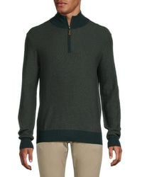 Bruno Magli - Classic Fit Striped Merino Wool Quarter Zip Sweater - Lyst
