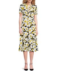 Karl Lagerfeld - Printed Keyhole Neckline Midi-Dress - Lyst