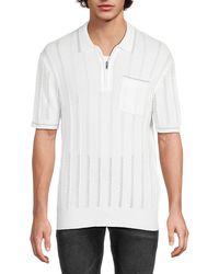 Karl Lagerfeld - Ribbed Cotton-Blend Zip Polo Shirt - Lyst