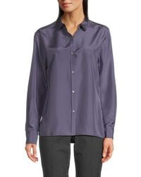 Theory - Spread Collar Flat Silk Shirt - Lyst