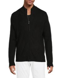 Bruno Magli - Merino Wool Basketweave Full-Zip Mock Turtleneck Cardigan - Lyst