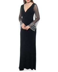 Marina - Embellished Bell Sleeve Gown - Lyst
