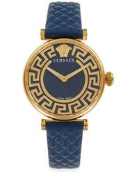 Versace - Greca Chic 35Mm Ip Goldtone Stainless Steel & Leather Strap Watch - Lyst