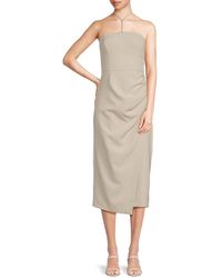 French Connection - Echo Crepe Ruched Midi Dress - Lyst