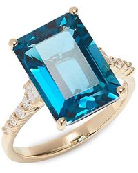 Effy - 14K, London Topaz & Diamond Ring - Lyst