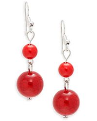 Kenneth Jay Lane - Silvertone & Resin Double Ball Drop Earrings - Lyst