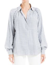 Max Studio - Yarn Dye Stripe Half Placket Shirt - Lyst