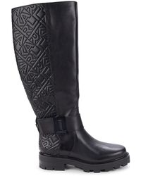 Karl Lagerfeld - Meara Logo Quilted Knee High Boots - Lyst