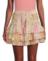 MISA Los Angles - Marina Print Tiered Mini Skirt - Lyst