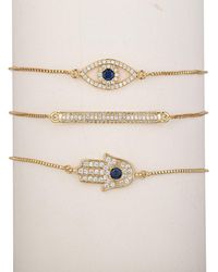 Eye Candy LA - Luxe 18k Goldplated & Cubic Zirconia Hamsa & Evil Eye 3-piece Bracelet Set - Lyst