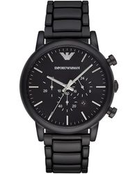 Emporio Armani Finished Stainless Steel Chronograph Link Bracelet Watch - Black