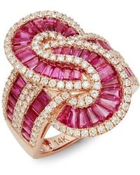 Effy - 14k Rose Gold Ruby & Diamond Twist Ring - Lyst