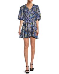 Rachel Parcell - Floral Linen Blend Mini Dress - Lyst