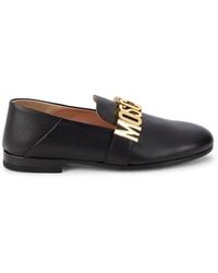 Moschino - ! Logo Leather Loafers - Lyst
