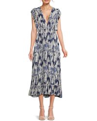 AREA STARS - Vincent Abstract Print Midi A Line Dress - Lyst
