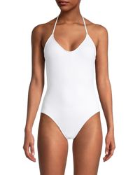 La Blanca Solid-hued Halterneck Underwire One-piece Swimsuit - White
