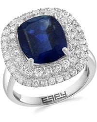 Effy - 14k White Gold, Lab Grown Sapphire & 1.04 Tcw Lab Grown Diamond Ring - Lyst