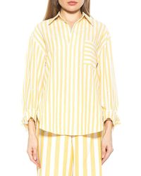 Alexia Admor - Tammi Striped Cotton Button Up Shirt - Lyst