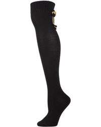Memoi Golden Bow Over-the-knee Socks - Black