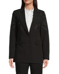 Karl Lagerfeld - Floral-Embroidered Longline Blazer - Lyst