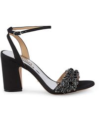 Badgley Mischka Jill Embellished Leather Sandals - Black