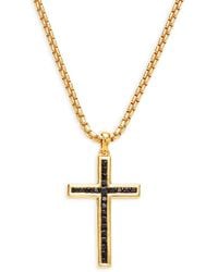 Effy - 14k Goldplated Sterling Silver & Black Spinel Cross Pendant Necklace - Lyst