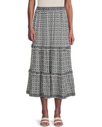 Max Studio - Lemon-Print Tiered Midi-Skirt - Lyst
