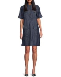 Tommy Hilfiger - Utility Pocket Chambray Button-Front Minidress - Lyst