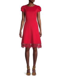 Donna Ricco - Lace-Trim A-Line Dress - Lyst
