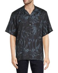 Theory - Noll Leaf Print Camp Collar Shirt - Lyst