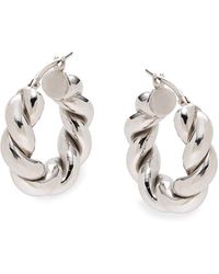 Saks Fifth Avenue - Rhodium Plated Sterling Silver Twist Small Hoop Earrings - Lyst