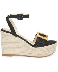 L'Agence - Aurore 100Mm Suede Leather Wedge Sandals - Lyst