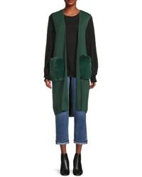 Saks Fifth Avenue - Faux Fur Trim Open Front Cardigan - Lyst