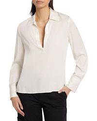 Vince - Stretch-Silk Polo Blouse - Lyst
