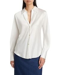 Vince - Bias Long Sleeve Silk Shirt - Lyst