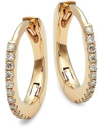 Saks Fifth Avenue Saks Fifth Avenue 14k & Diamond huggies Earrings - White