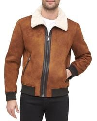 DKNY - Faux Shearling Bomber Jacket - Lyst