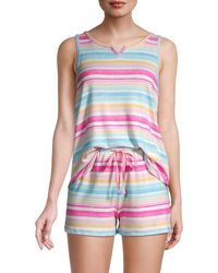 Kensie 2-piece Stripe Pajama Short Set - Pink
