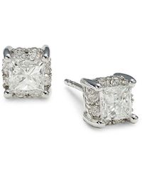 Saks Fifth Avenue 14k White Gold & 1 Tcw Diamond Stud Earrings - Metallic
