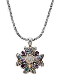 Effy - Sterling Silver, 18k Yellow Gold & Multi Stone Pendant Necklace - Lyst